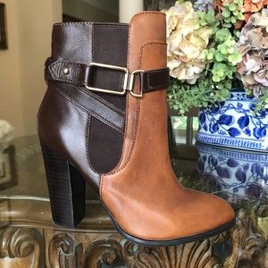 Aldo Ankle Boots, Brown & Tan 2 Tone Leather